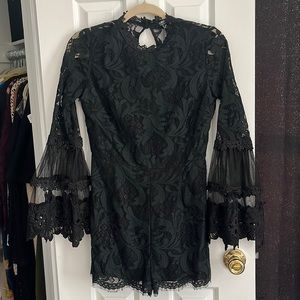 FashionNova Darcey Lace Up Romper Black Medium